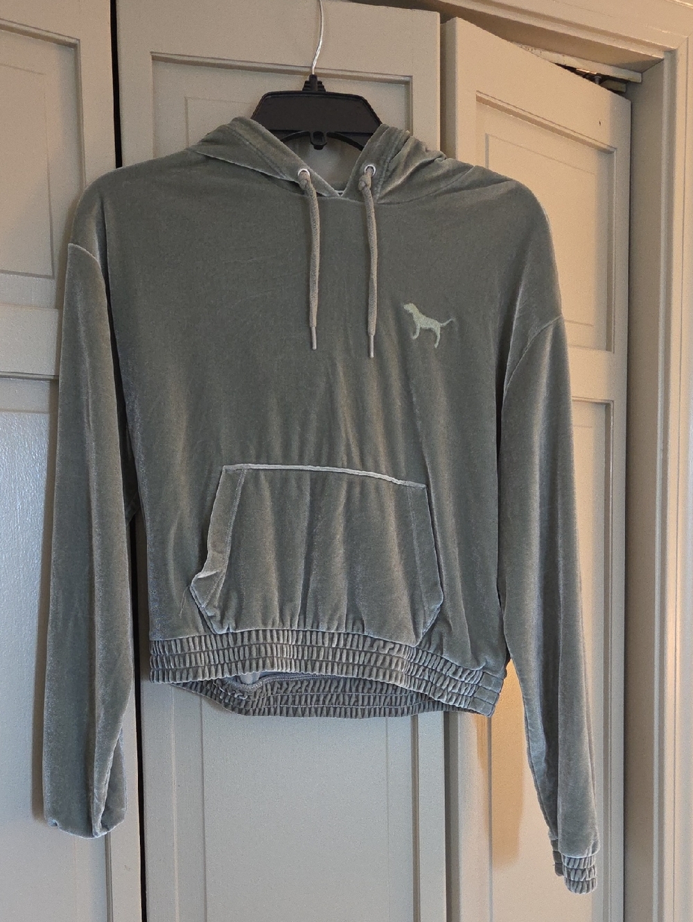 Victoria's Secret Woman's Velour Crewneck Hoodie in Sage